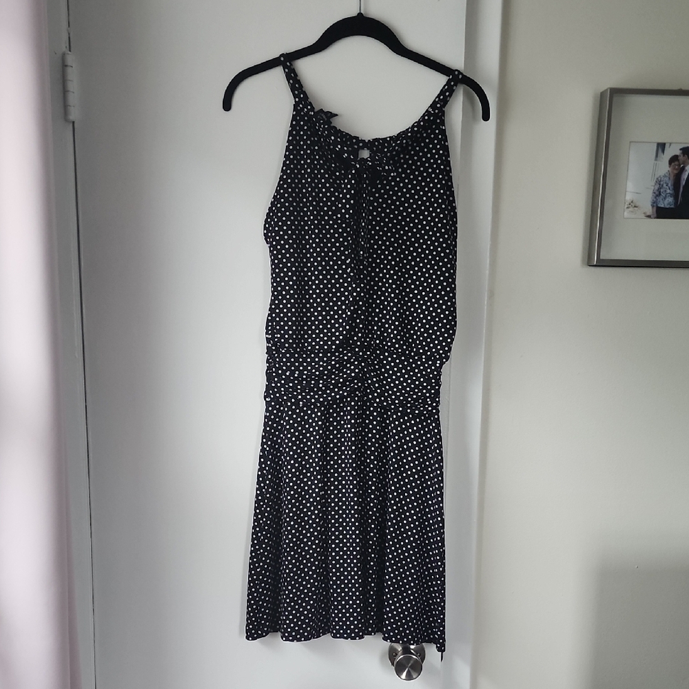 Saint Tropez West Black and White Spaghetti Strap Mini Sundress